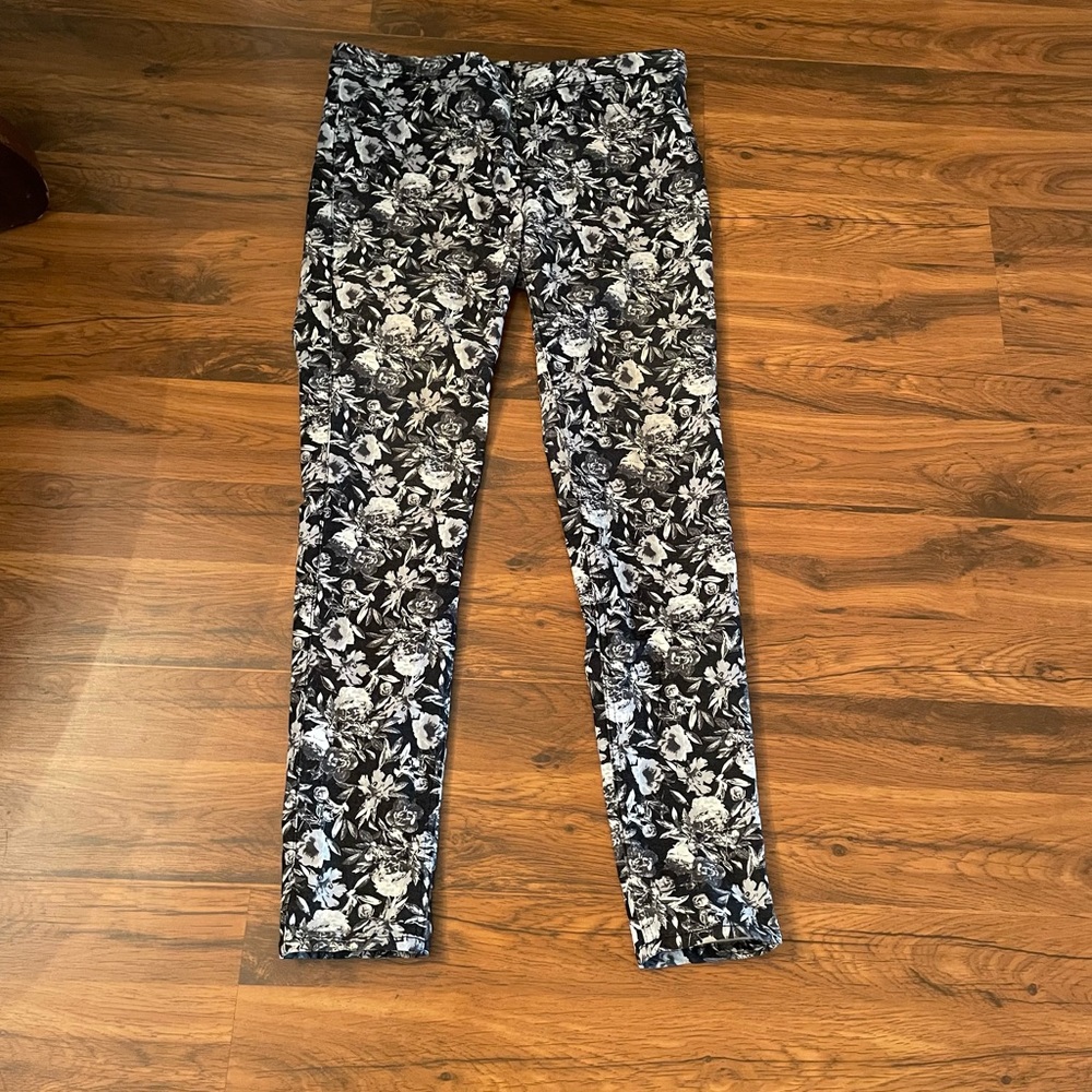 Floral Black and White Women's Jeans